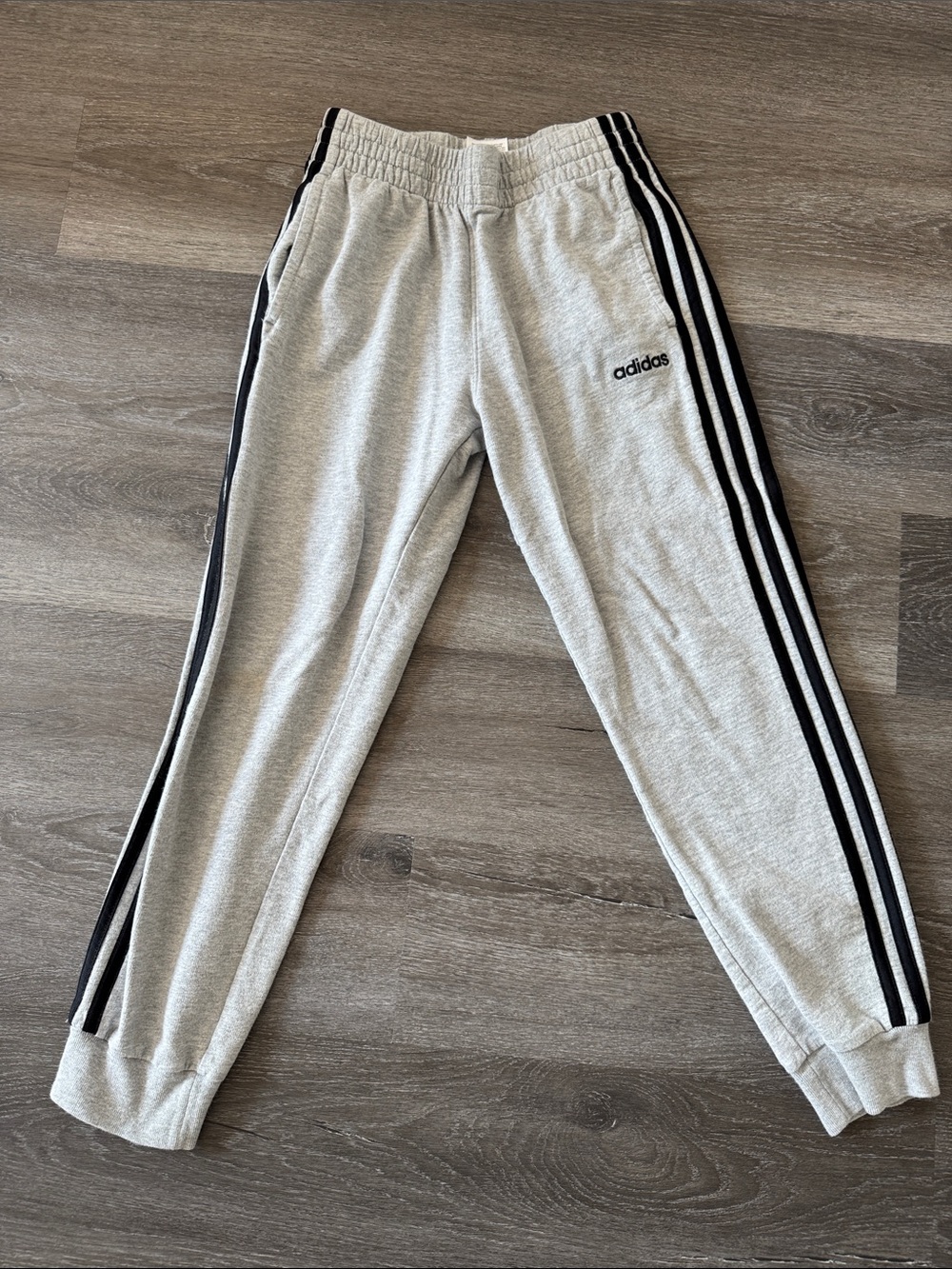 adidas Light Gray Sweatpants with Black 3-Stripes